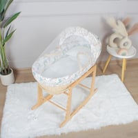 سلة موسى قش بتلبيسة قماش قطن برسومات