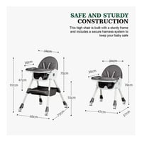 كرسي أطفال قابل للتحول الى هزاز لون رمادي