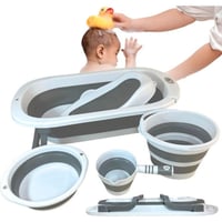 طقم بانيو إستحمام 5 في 1 مع حساس حرارة رمادي