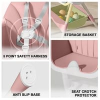 كرسي أطفال قابل للتحول الى هزاز لون وردي