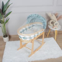 سلة موسى خيزران خشبي بتلبيسة ضفيرة تيفاني