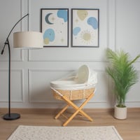 سلة موسى قش بتلبيسة قماش قطن سكري