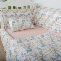 مفرش وحواجز لسرير الطفل 7 قطع قطن