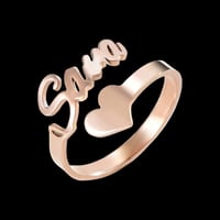 خاتم قلب مطلي ذهب عيار 21 مع اسم