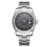 ساعة مطلية بالفضة ماركة رويالز بتقنية الخلايا الضو...