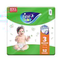 حفاضات فاين بيبي رقم 3 وسط عدد 52 حبة