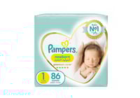 حفاضات بامبرز رقم 1 مواليد عناية مميزة عدد 86 حبة