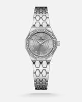 ساعة نسائية بتصميم عصري بلون فضي