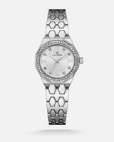 ساعة نسائية بتصميم عصري بلون فضي