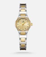 ساعة نسائية ساحرة بلون ذهبي مع فضي
