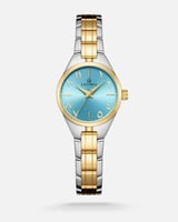 ساعة نسائية بتصميم أنيق بلون ذهبي مع فضي