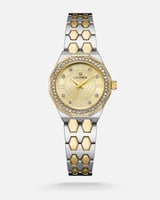 ساعة نسائية بتصميم عصري بلون ذهبي مع فضي