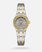 ساعة نسائية بتصميم مستوحى بلون ذهبي مع فضي