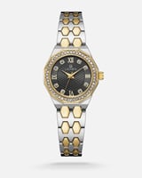 ساعة نسائية بتصميم عصري بلون ذهبي مع فضي