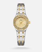 ساعة نسائية بتصميم مستوحى بلون ذهبي مع فضي