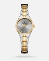 ساعة نسائية بتصميم أنيق بلون ذهبي مع فضي