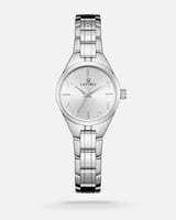 ساعة نسائية بتصميم أنيق بلون فضي