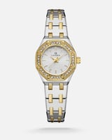 ساعة نسائية بتصميم مستوحى بلون ذهبي مع فضي