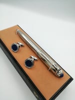 فضي كامل مربعات فص أزرق كبك سداسي