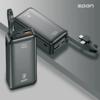 باور بنك قوة 10000 يدعم الشحن السريع مع كيبل مدمج