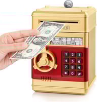 حصالة نقود إلكترونية على شكل بنك مع كلمة مرور للأط...