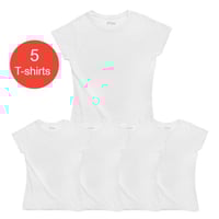 عدد 5 تيشيرت سادة قطن نص كم رقبة دائرية للنساء