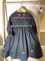 فستان زيتي كامل مطرز