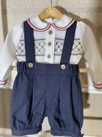 طقم اولاد كُحلي مع قميص مُطرز