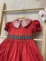 فُستان أحمر بحزام كاروهات جوده عاليه جداً