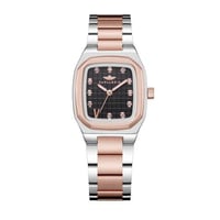 ساعة نسائية فضي نحاسي مينا أسود من ماركة سان لوريس