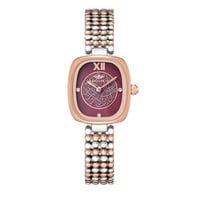 ساعة نسائية فضي نحاسي مينا عنابي من ماركة سان لوري...