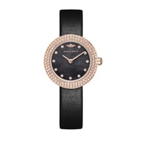 ساعة نسائية جلد أسود نحاسي مينا أسود من ماركة سان...