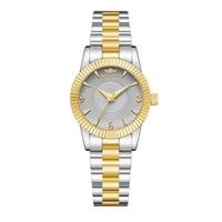 ساعة نسائية فضي ذهبي مينا رمادي ماركة سان لوريس