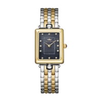 ساعة نسائية فضي ذهبي مينا أسود ماركة سان لوريس