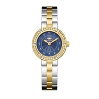 ساعة نسائية فضي ذهبي مينا كحلي ماركة سان لوريس