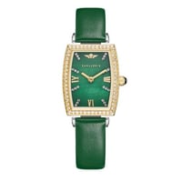 ساعة نسائية جلد أخضر فضي ذهبي مينا أخضر من ماركة س...