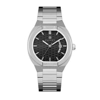 ساعة ألماس رجالية فضي مينا أسود من ماركة فايلت