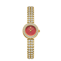 ساعة زركون ذهبي مينا عنابي ماركة فايلت