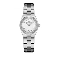 ساعة نسائية فضي مينا أبيض ماركة سان لوريس