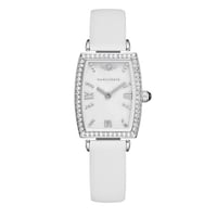 ساعة نسائية جلد أبيض فضي مينا أبيض من ماركة سان لو...