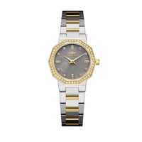 ساعة نسائية فضي ذهبي مينا رمادي ماركة سان لوريس