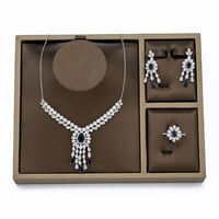 نص طقم زركون فضي فص كحلي من فايلت