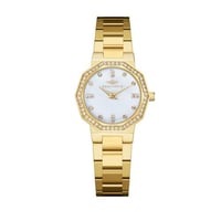 ساعة نسائية ذهبي مينا ابيض ماركة سان لوريس