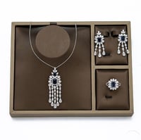 نص طقم زركون فضي فص كحلي من فايلت