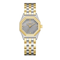 ساعة نسائية فضي ذهبي مينا رمادي من ماركة سان لوريس