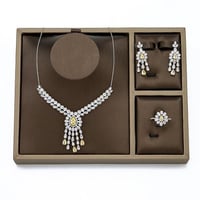 نص طقم زركون فضي فص أصفر من فايلت