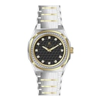 ساعة نسائية فضي ذهبي مينا أسود ماركة فايلت