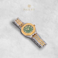 ساعة نسائية ألماس فضي ذهبي مينا أخضر ماركة فايلت