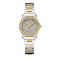 ساعة نسائية فضي ذهبي مينا رمادي من ماركة سان لوريس