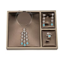 نص طقم زركون فضي فص سماوي من فايلت